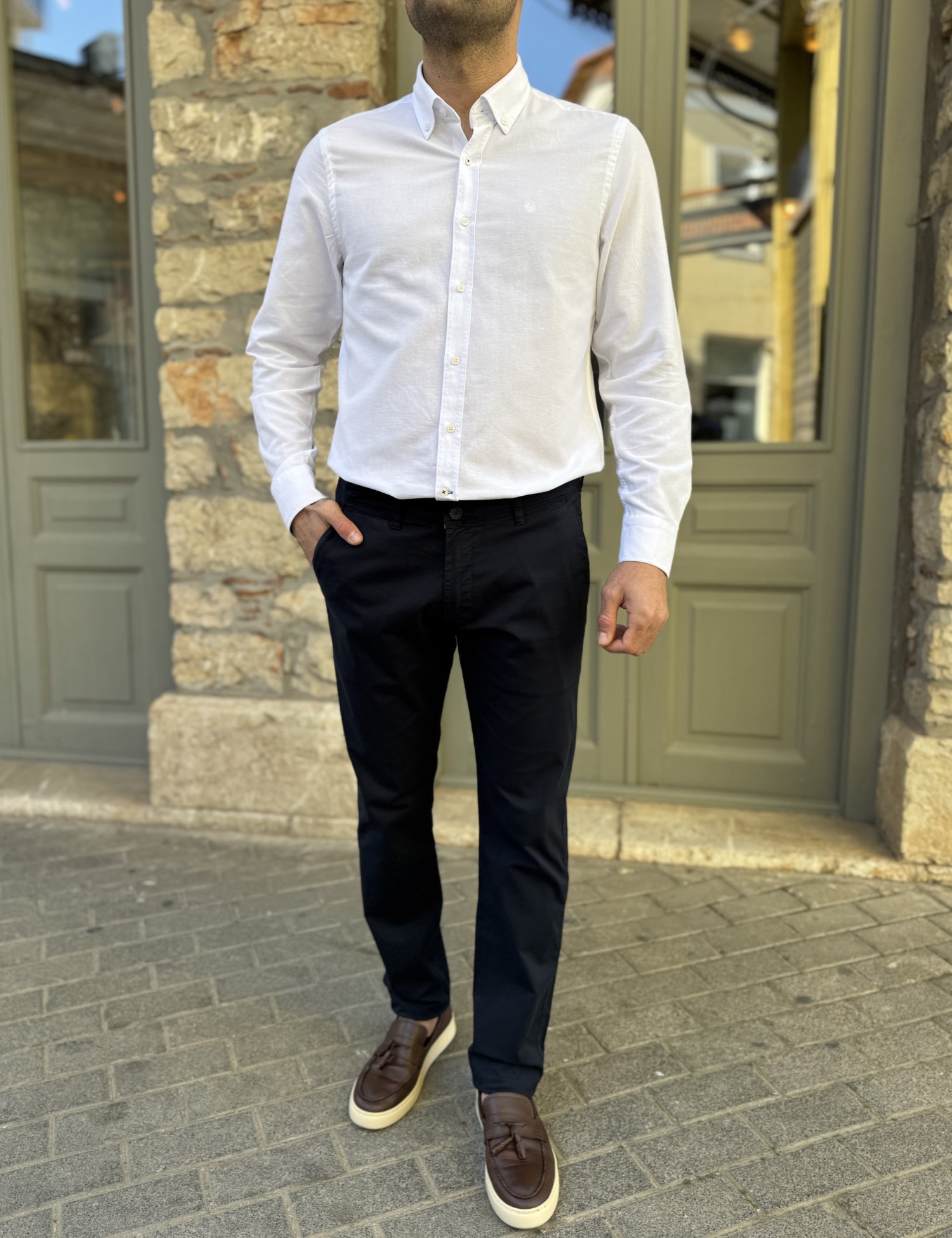 Ανδρικό μπλε παντελόνι υφασμάτινο Chinos Slim Fit 2420B φωτογραφία
